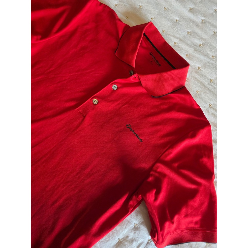 TaylorMade by Ashworth Mens Red Short Sleeve Golf Polo Shirt Size Medium
